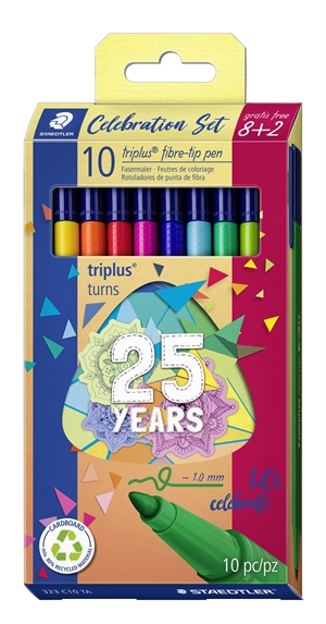 Staedtler Fiberpen Triplus -väri 1,0 25 vuotta perse (8+2)